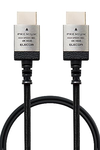 エレコム HDMI ケーブル プレミアム Ver2.0 細い 曲げに強い ナイロンメッシュ 1m スリム 4K・2K 【Premium HDMI
