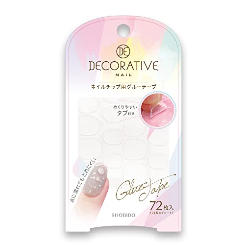 ネイルチップ用グルーテープ 72枚入（24枚×3シート）クリアタイプ デコラティブ DE...