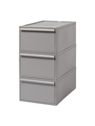 ライクイット (like-it) 収納ボックス クローゼットシステム 引出し (M) 3個組 オールグレー CS-D2 3P 奥行き52cm ク