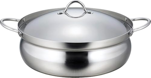 下村企販 卓上鍋 26cm 三層鋼 【日本製】 IH・ガス火対応 食洗機対応 3~4人用 割れにくい 軽量 熱伝導率がいい アルミ芯 ステンレス