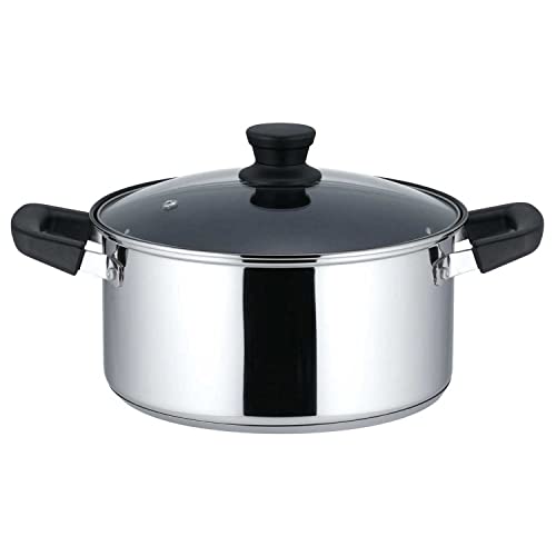 ベストコ 両手鍋 ガラス 蓋付き 22cm ステンレス 3層底 ふっ素 樹脂加工 IH 対応 キャセロール NQ-0045 リンピオ