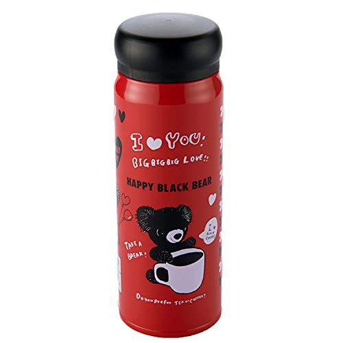 RW Reach Will 軽量 水筒 HAPPY BLACK BEAR (480 / レッド) お洒落 マグボトル (保温/保冷)