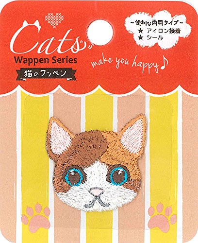 稲垣服飾 キャット シールワッペン 三毛猫 シール・アイロン接着 両用 CAT003