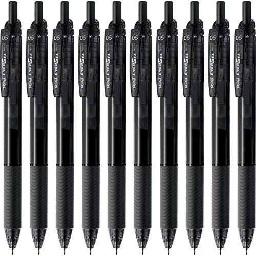 Rakuten - ぺんてる ボールペン ゲルインキ エナージェル エス 0.5mm ブラック軸 BLN125-A 黒 10本