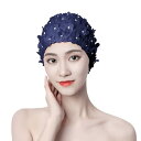 スイムキャップ レディース 水中練習 プール 水泳帽子 大人 女性用 クリスタル刺繍 花柄帽子 耳まで ロングヘア スイミングキャップ 締め付け