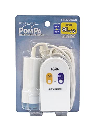 POMPA新型/本体/BP-61・Size:本体Style:POMPA・パッケージ個数:1・セット内容:電源器(52×45×93mm)、ポンプ(57×37×92mm/コード長さ3m)・入力:100V 50/60Hz 30VA / 出力:DC11V 1.3A・水温度範囲:5~45℃・給水量:8L/分・揚程範囲:1.5m以内《取り付け方法》 ●ホースをポンプの吐出口にしっかりと差し込んでください。 ※ポンプとホースの取り付け方についてはご使用方法をよくお読みください。 ●浴槽の水面からホースの最高点までの高さ(揚程)は1.5m以内にして下さい。 ●ホースが引っ張られた状態ではご使用にならないでください。 《ご使用方法》 1.ポンプ本体を浴槽に入れポンプ内の空気を抜いてから水中でホースをセットして下さい。 ※ポンプ本体を横倒しにして空気を抜いてください。ポンプ本体に空気がたまっていると、水を吸い上げない場合があります。 2.スイッチが「OFF」になっていることを確認し、ポンププラグを電源器のDCコネクターにまっすぐ差し込んでください。 3.電源器プラグを100V用のコンセントにまっすぐ差し込んでください。 4.電源器のスイッチを「ON」にして、給水を開始してください。電源ランプ(緑)が点灯します。 5.給水は洗濯機の所定の水位までとし、給水後は電源器のスイッチを「OFF」にしてポンプの運転を止めてください。電源ランプが消灯します。 6.ご使用後は電源器プラグをコンセントからまっすぐ抜いてください。 7.ポンププラグを電源器のDCコネクターからまっすぐ抜いてください。 8.ポンプ本体を浴槽から引き上げ、よく水を切ってください。 9.ホースを取り外して片づけて下さい。 ※この時ホース内に水が残らないようにしてください。 《仕様》 【種類】POMPA(ポンパ) 【入力】100V 50/60Hz 30VA 【出力】DC11V 1.3A 【サイズ】電源器:52×45×93mm(電源器プラグを含む)ポンプ:57×37×92mm 【材質】電源器:PC、PVC ポンプ:PP ポンプコード:PVC ホース:PVC、PP ホースホルダー:PP ホース取付板:ABS 収納BOX:PP 【使用可能温度範囲】周囲温度:5~35℃ 水温:5~45℃ コード長:ポンプコード 3m 【吐水量】最大吐水量(0m) 10L/分 揚程1mの時 8L/分 揚程1.5mの時 6L/分 【揚程範囲】1.5m以内 【適合ホース】内径15mm×最長5m以内
