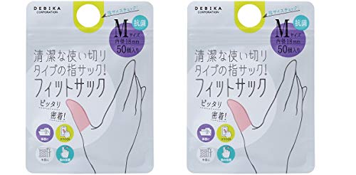 -/M/-・パッケージ個数:2・Mサイズ【2袋セット】・商品サイズ:φ18×H45mm・材質/天然ゴム・保存に便利なチャック付き袋。・1袋50個入り【2袋セット】 ・清潔な使い切りタイプの指サック ・事務仕事、手芸、指先の保護などに。 ・タッチパネルOK。 ・指に負担が少ない切りっぱなしタイプ。 ・抗菌タイプ。 ・保存に便利なチャック付き袋。 ・50個入り（1袋）