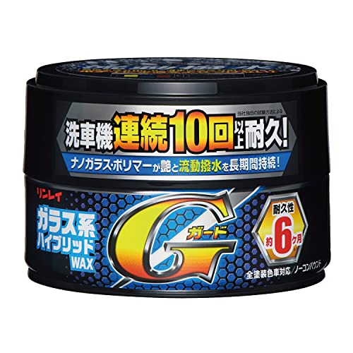 -/-/W-33・パッケージ個数:1・【付属品】スポンジ・【対応ボディ色】全塗装色対応・【内容量】180g・パッケージ重量: 0.32 kg●丸缶WAX最高レベル! 圧倒的な低傾斜での滑落角を実現! ●高撥水成分HC-Rと滑水促進成分Si-W配合でボディに水滴をよせつけない撥水性を実現。 ●Gガード固形は驚異の滑落角10度以下! ●最大の特徴は【流動撥水】 ※流動撥水:シャワーが止まっても小さな水滴がボディに留まっていられずに動き続ける状態。 ●ガラス系成分(ナノガラスパウダー)とWAXのハイブリッド効果で6ヶ月以上の耐久性を実現、洗車機連続10回以上の撥水性を持続。 ●非常に軽い拭き取り感で作業がラク! 1台ワックスがけしても疲れない! ●全塗装色対応、ノーコンパウンド。