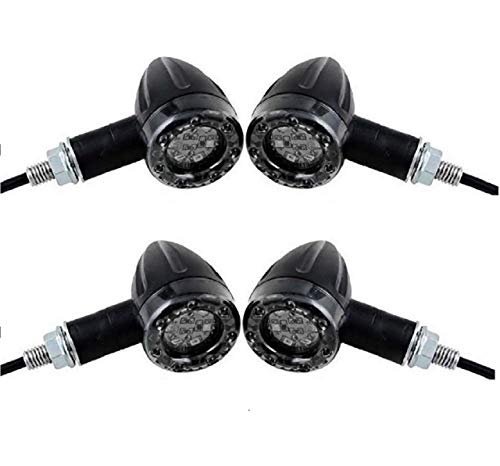 Karun ウィンカー LED 砲弾型 ライト バイク 12V用 前後 左右 黒 4個 セット