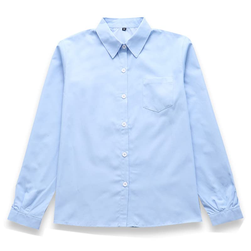 Button Down角衿-長袖-ライトブルー/M/12J110・Size:MColor:角衿-長袖-ライトブルー・吸湿性・通気性に優れた綿混紡素材を使用、最適な着心地をもたらす。・ポケットは着用時のバランスと実用性を考慮し、IDカードやパスポートが入る大きさに設定。・シンプルなデザインなのでオンでもオフでも着回しは自在。・リラックス感のあるシルエットで女性らしく着こなせる。・襟の立ち方や襟ひもの仕様、ギャザーの細かさなど、細部までこだわり満載。