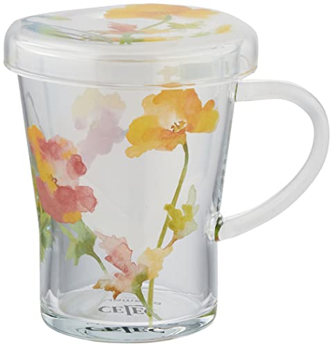 レック (CELEC) 「 チャミエルティーメイト 」 耐熱ガラス マグカップ (茶こし付)(300) ポピー ホット コールド ドリンク CY