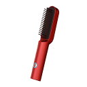 ヘアアイロンブラシ レッド ミニ ストレート コードレス 充電式 ヒートブラシ カール 恒温200度 ブラシ