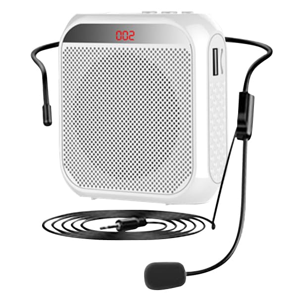 ポータブル 拡声器 メガホン ハンズフリー マイク付きヘッドセット付属 小型 スピーカー USB microSD 音楽再生 イベント 講演会 説