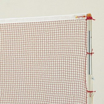 バドミントンネット赤茶/引紐9.4m(幅76cm×長さ602cm、網目1.9cm)/B7795・パッケージ個数:1・原産国:日本・綿有結節、20S/9本・ネットカラー:赤茶・重さ400g・引紐9.4m普及タイプ(幅76cm×長さ602cm、網目1.9cm)