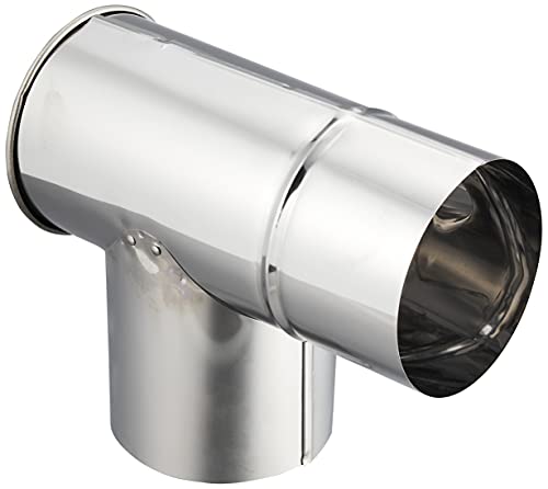 ユーティリティシルバー/φ106mm/2079843・製造国:日本・SUS430ステンレスをハゼ折り加工で仕上げたローコストの煙突・軽量で取付けしやすく、日本の環境に合っている・材質:SUS430ステンレス・T曲ハゼ折り煙突シングルT曲φ106mm
