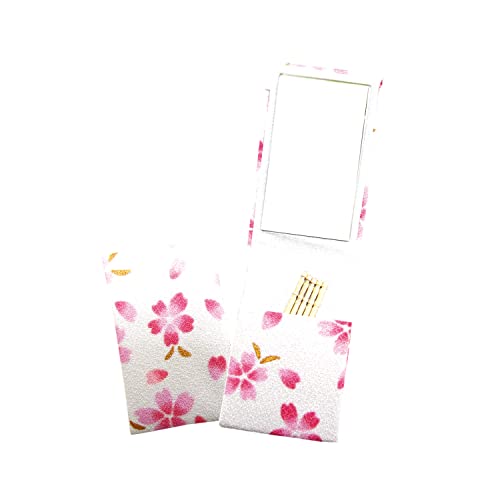 前田染工 春いろ（桜） ミラー付楊枝入れ サイズ：約H7cm×W4.5cm