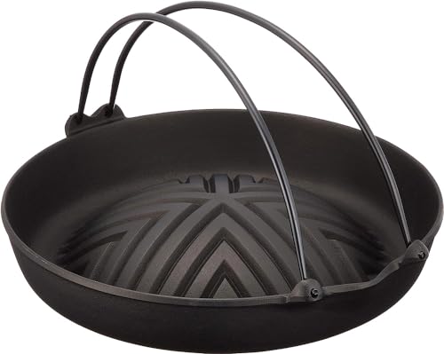 岩鋳 Iwachu 焼肉ジンギスカン鍋 ツル付 黒焼付 直火用 南部鉄器 23006