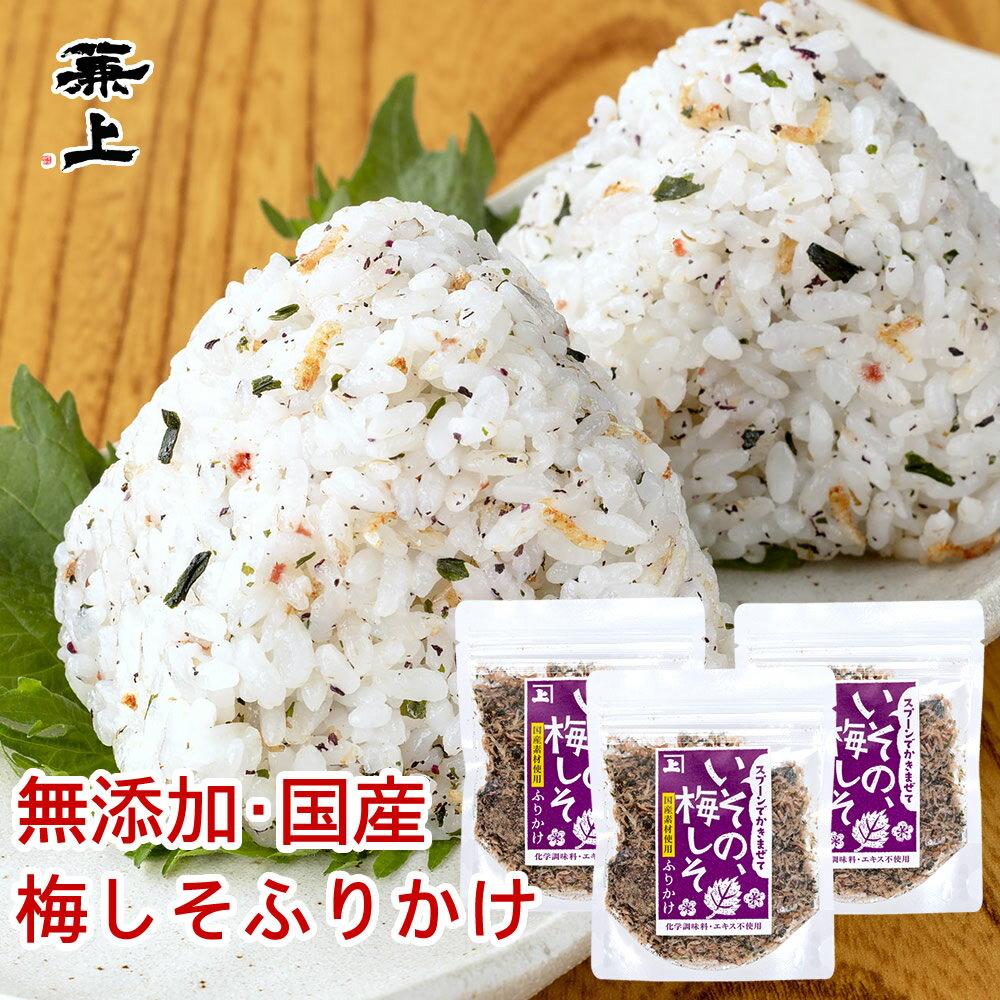 兼上 いその 梅しそふりかけ 20g×3個 無添加 国産 ふりかけ 梅 しそ 納豆 ご飯のお供 お弁当 おにぎり 混ぜ込み 混ぜご飯 子供 子育て 送料無料 グルテンフリー カネジョウ m