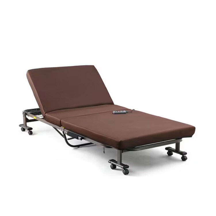 アイリスオーヤマ 折りたたみ電動リクライニングベッド OTB-FDN 折りたたみベッド 折り畳みベッド 電動 シングル 介護 電動リクライニング ベッド 完成品 組立不要 極厚 10cm ブラウン