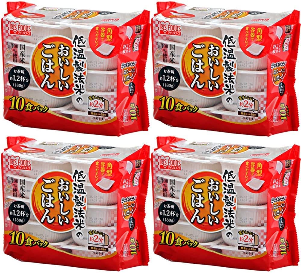 低温製法米のおいしいごはん 国産米100％ 180g×10P アイリスオーヤマ 180gx10P 角型 10パック × 4セット【返品不可】