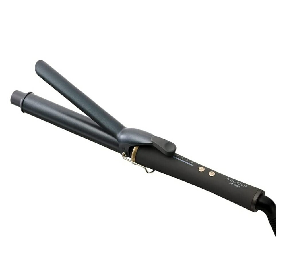 品番HIR-MC201-H商品名カールアイロン商品説明MiCOLA CURLING TONGS［HIR-MC201/HIR-MC202］ ◆スムースケアコーティング すべりやすさが約40％UPで、摩擦によるキューティクルの損傷を防ぐ。 （※HIR-MC101と比較） ◆4段階温度調節（90/120/150/180） 髪質に合わせて、お好みのスタイリングに。 ◆立ち上がり時間：HIR-MC201約30秒/HIR-MC202約40秒 忙しい朝もすぐに使える。 （※最低設定温度に到達するまでの時間。） ◆軽量・コンパクト・海外対応 持ち運びに便利で、海外でも使用可能。 （※海外でご使用の際は国や地域に合わせた変換プラグをご用意ください。） ※製品は予告なく仕様を変更する場合がございます。あらかじめご了承ください。パイプ直径 HIR-MC201：約28mmHIR-MC202：約32mm電源 AC100-240V（50/60Hz）消費電力 AC100V時：最大500W（最小0W）AC240V時：最大1500W（最小0W）（※温度制御のため消費電力が変動します。）1時間あたりの消費電力の目安 HIR-MC201：約60WHIR-MC202：約65Wパイプ温度 90〜180℃（4段階：90/120/150/180）商品サイズ（cm） 幅約37.5×奥行約7×高さ約4製品質量 HIR-MC201：約390gHIR-MC202：約410g電源コードの長さ 約1.8m注意※海外でご使用の際は国や地域に合わせた変換プラグをご用意ください。 ※製品は予告なく仕様を変更する場合がございます。あらかじめご了承ください。