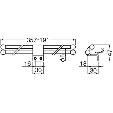 パラレルS形掛棒 【白熊】 シロクマ NH-7-AW-185 アルミホワイト 長さ185mm Necktie Hanger ネクタイ掛 1本