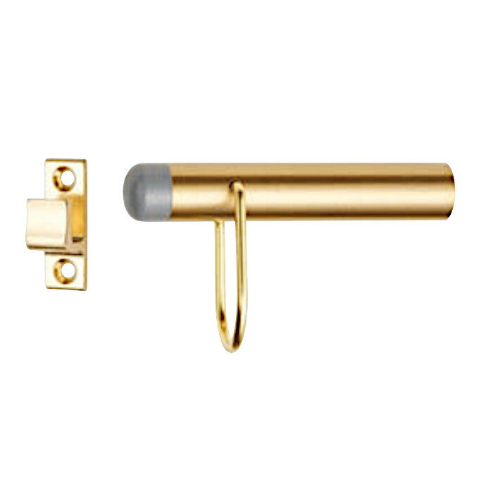 シグナル戸当（フック付） 丸喜金属 B-123 真鍮＋樹脂 SG ゴム：グレー サイズ：90mm