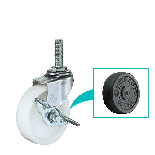 ハンマーキャスター 415EA-R-65mm 旋回式・ねじ込み・ゴム車・ストッパー付