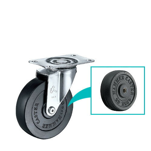 ハンマーキャスター 420E-R-100mm 旋回式・平付け・ゴム車・ストッパーなし