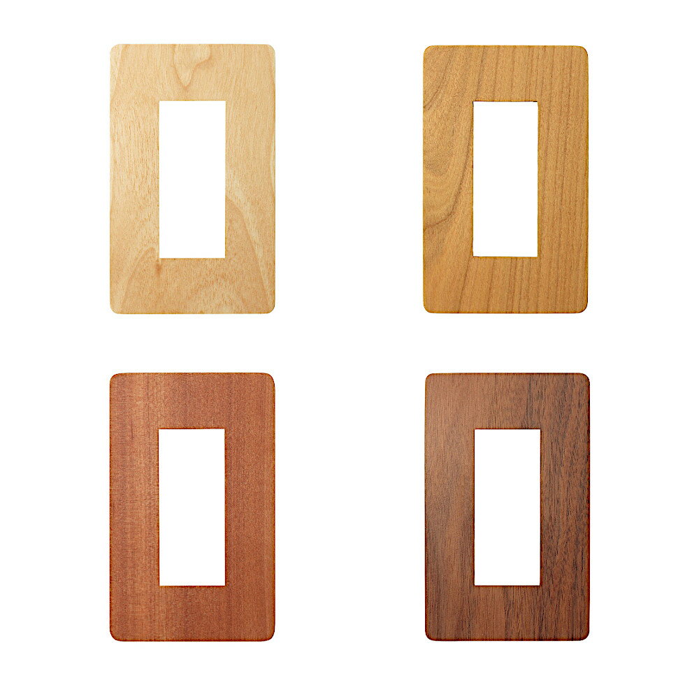 プレミアムウッド スイッチ コンセント プレート 1連［スガツネ］PXP-WR01 (材料:天然木(メジロカバ)・..