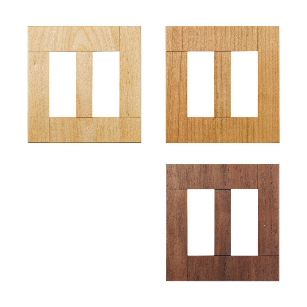 プレミアムウッドSQ スイッチ コンセント プレート 2連［スガツネ］PXP-WS02 (材料:天然木(メジロカバ)..