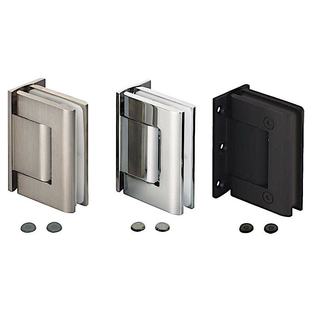 【GW特典3日まで店内ポイント5倍】ソフトクロージング機構付ガラスドア用自由丁番 壁取付タイプ［スガツネ］M8011 (仕上:黒アルマイト処理サテン仕上・サテンステンレス調・クロムめっき) (材料:アルミニウム合金)「スガツネ製品ならカネマサ」