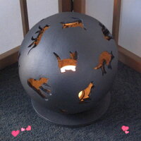 灯り瓦てまりネコ手彫り