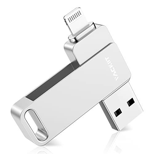 128GB シルバー Vackiit 「MFi認証取得」 usbメモリ iPhone用 usbメモリusb iphone対応 Lightning USB iPhone用 メモリー iPad用 フラッシュドライブ lightningコネクタ搭載 type-c外付 容量不足解消