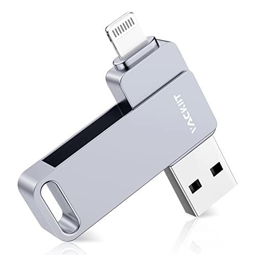 128GB グレー Vackiit 「MFi認証取得」 usbメモリ iPhone用 usbメモリusb iphone対応 Lightning USB iPhone用 メモリー iPad用 フラッシュドライブ lightningコネクタ搭載 type-c外付 容量不足解消 1