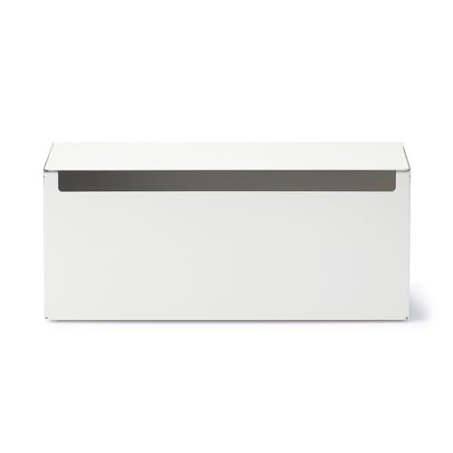 MUJI 無印良品 スチールタップ収納箱 フラップ式 ホワイトグレー 幅32×奥行10×高さ14cm 44596654