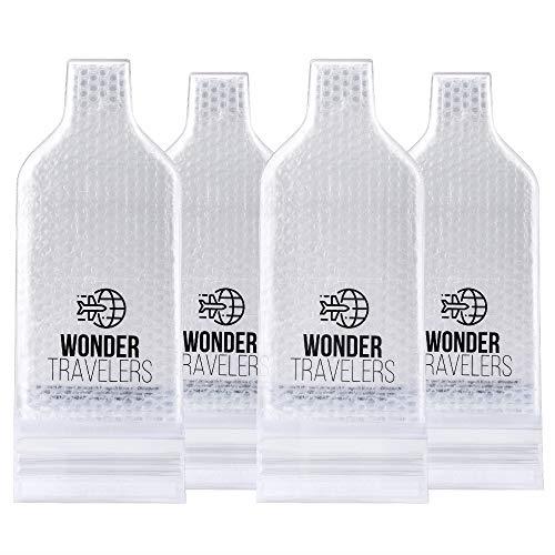 WONDER TRAVELERS ワインボトル保護バッグ 瓶を安全にオシャレに持ち運び 日本酒 ビール 洋酒をラッピング 4枚セット