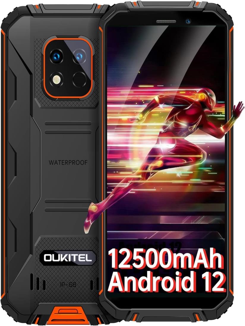 OUKITEL WP18Pro simフリー スマホ 本体 5.93インチ 12500mAhバッテリー IP68/69K防水防塵耐衝撃 Android 12搭載 4GB RAM+64GB 最大1TB ROM 4GデュアルSIM 高画素13MPカメラ USB OTG NFC GPS機…