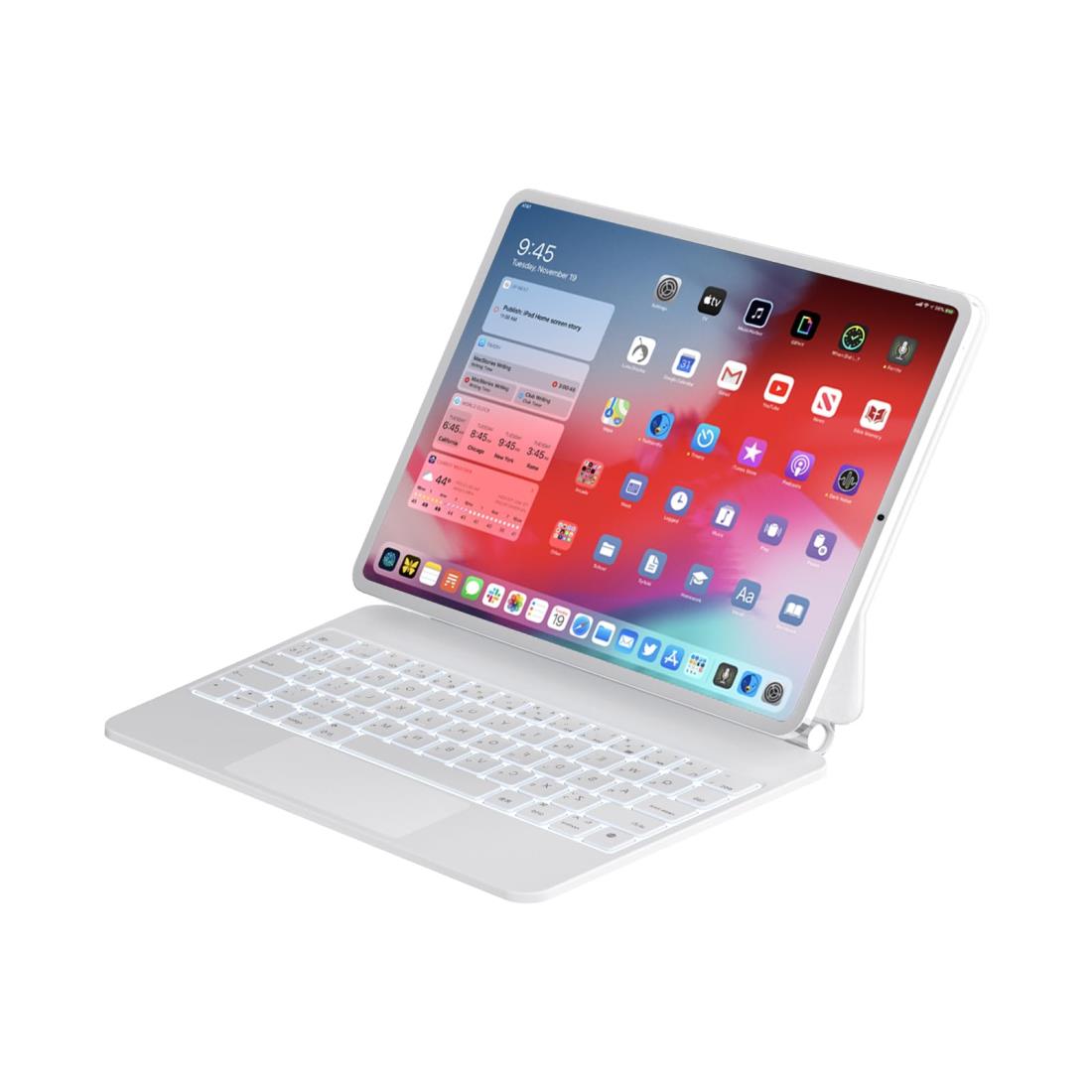 マジックキーボード MBODMI iPad用キーボード iPad Air4/5 10.9インチ通用 iPad Pro 11インチ スマートキーボード トラックパッド搭載 磁気吸着 7色バックライト付き 日本語配列 日本語取扱説明書付き (白, iPad Pro11 Air5/410.9inch)