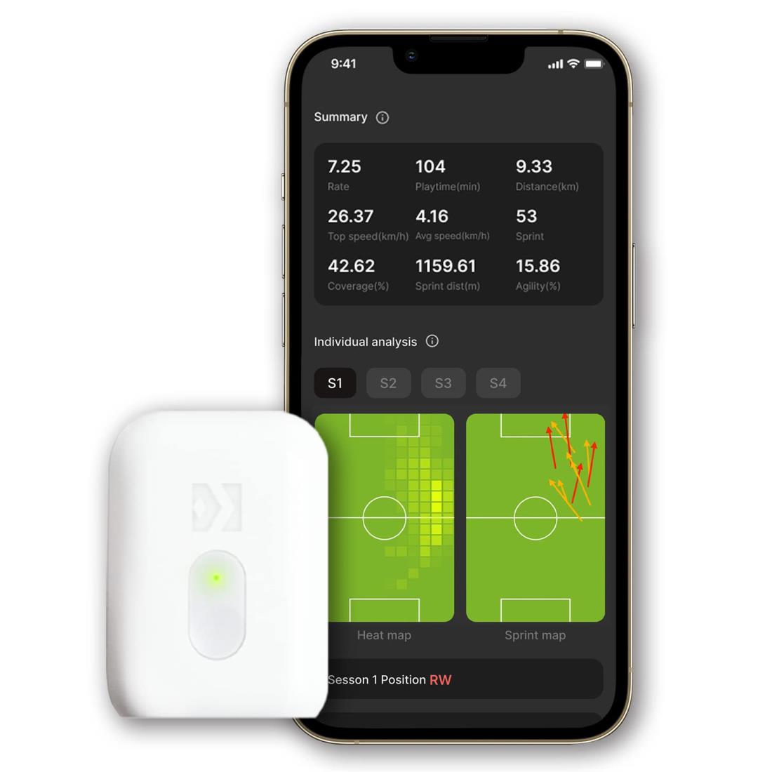 SOCCERBEE BEE lite (GPS Tracker) + ベスト || サッカービー、フットボールGPSトラッカー (Large)