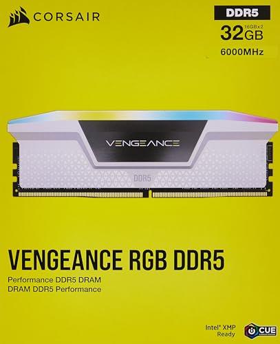 CORSAIR DDR5-6000MHz ǥȥåPCѥ VENGEANCE RGB DDR5꡼ (PC5-48000) Intel XMP ꥭå 32GB ۥ磻 [16GB2] CMH32GX5M2E6000C36W