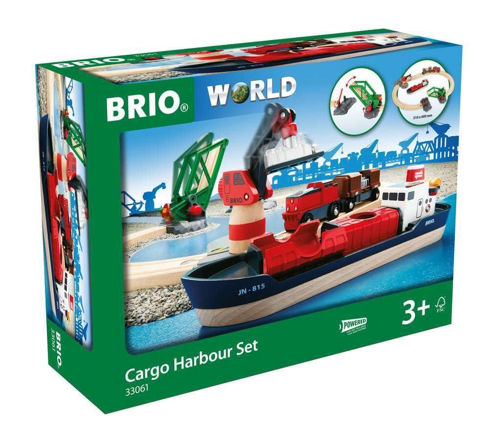 BRIO (ブリオ) WORLD カーゴハーバーセット [全16ピース] 対象年齢 3歳~ (船 電車 おもちゃ 木製 レール 電動) 33061