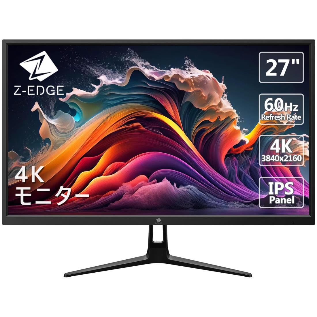 Z-EDGE 27インチ ゲーミング モニター Ultra HD 4K 60Hzリフレッシュレート 3840x2160 IPS LED モニター 300cd/m² HDMIx2 DPx1 内蔵スピーカー U27P4K FreeSyncテクノロジー