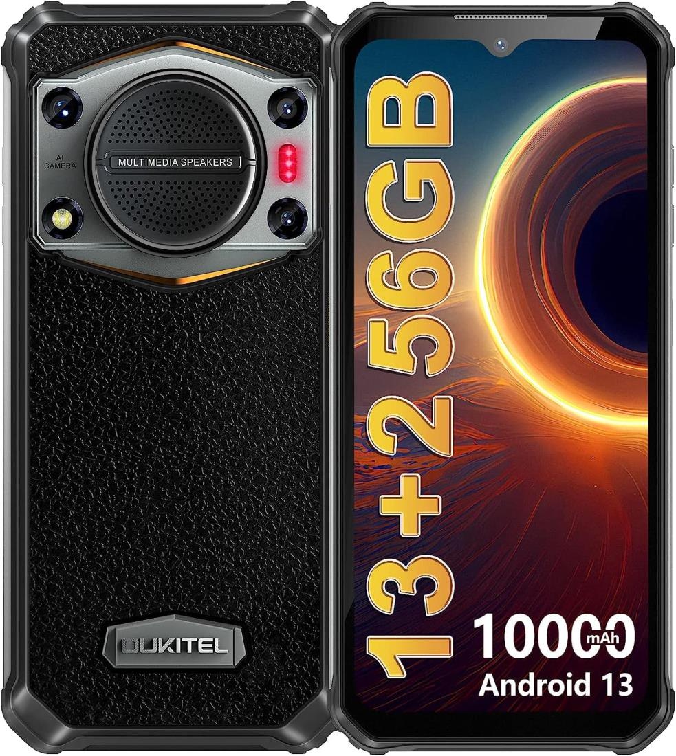 OUKITEL WP22 Android13 SIMフリー スマホ 本体 防水防塵耐衝撃 125デシベル超大音量スピーカー 13GB RAM +256GB ROM 10000mAh大容量バッテリー スマホ 本体 48MPメインカメラ+20MP暗視カメラ …