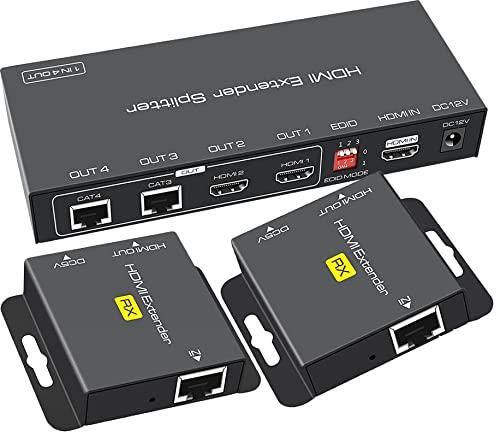 【2HDMI 2LAN 同时出力】HDMI 分配 エクステンダー EX712 LAN 変換 スプリッター 延長器 HDMI Over Ethernet Extender 50Mまで RJ45 変換 延長機 1080P PC PS4 防犯カメラ 適用 CAT6 CAT7 対応…