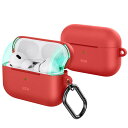 ESR AirPods Pro2 ケース(2023/2022/2019)AirPods Pro ケース(USB-C/Lightningケーブル)対応 マグネット蓋 カラビナ付き完全落下保護カバー Cloudシリーズ レッド(2)