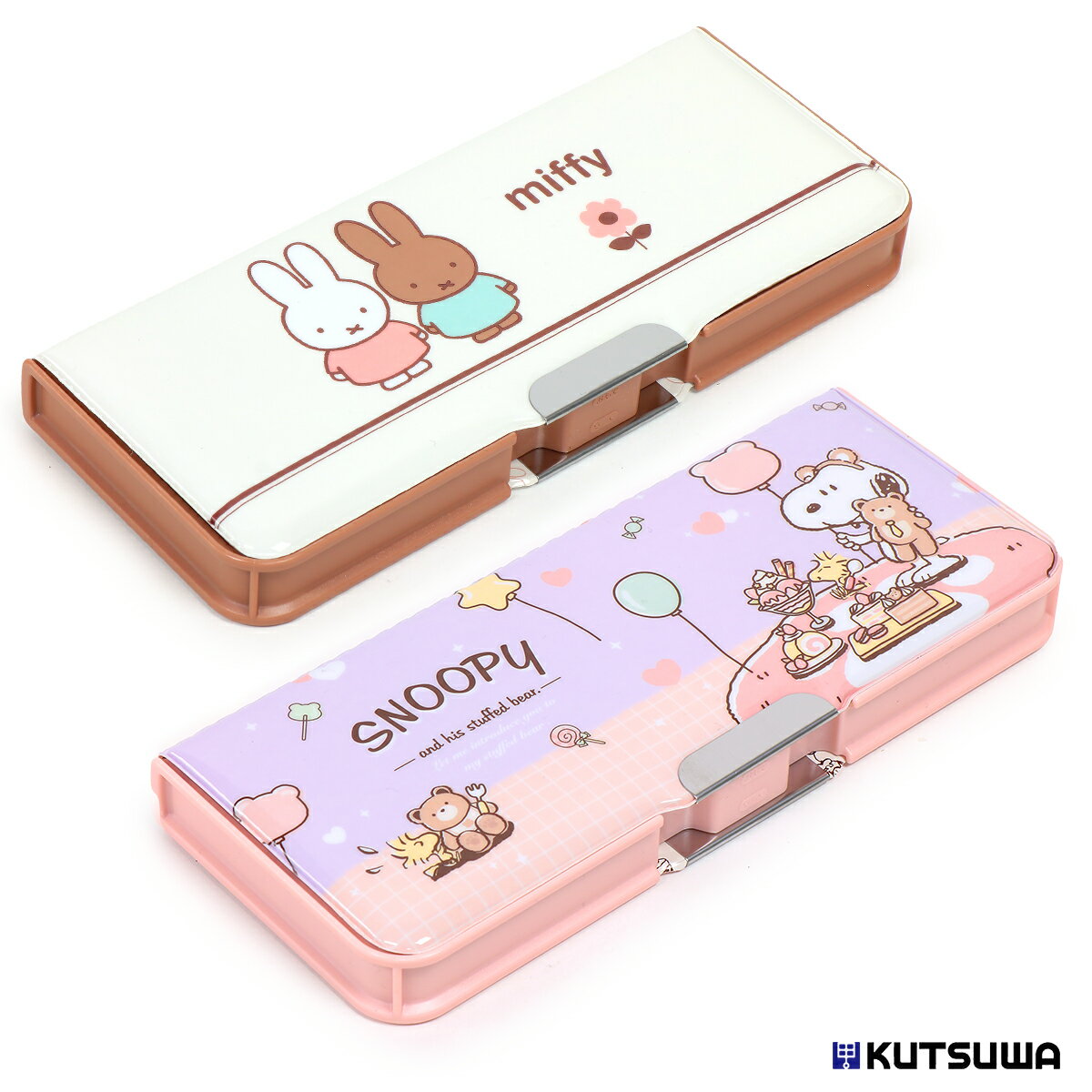 クツワ ピッタントン キッズ/小学生/子供/女子 筆箱 ピンク/ベージュ W約22.3cm×H約9.4cm×D約2.6cm MF7..