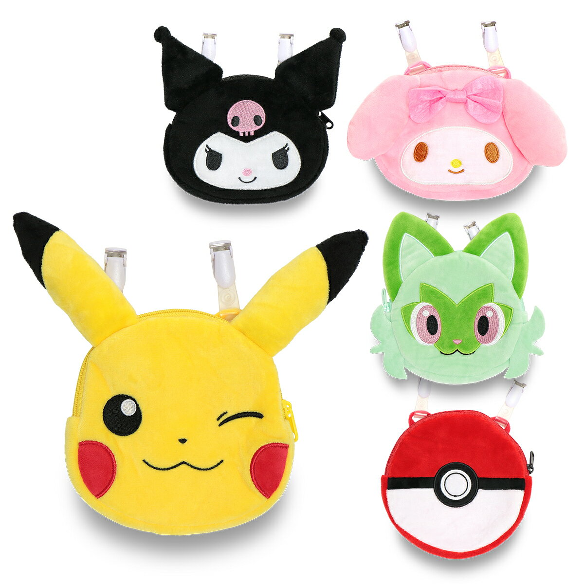 マルヨシ クリップポケット キッズ/子供/小学生/園児 移動ポケット ポケットモンスター/サンリオ W約13..