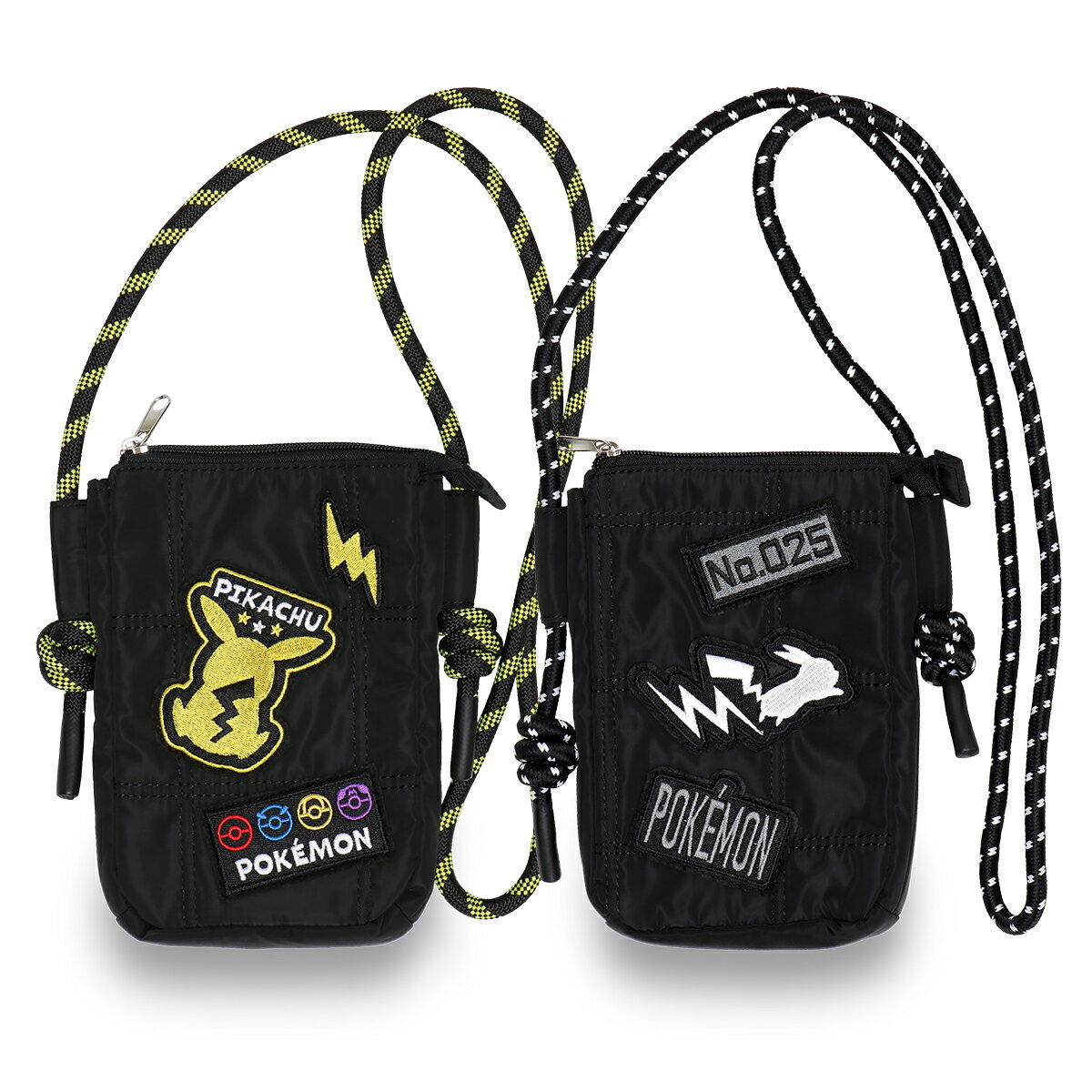 ミニショルダーバッグ ポケモン 縦型 斜めがけ スマホショルダー キッズ/メンズ/レディース サコッシュ ブラック マルヨシ W約13cm×H約20cm×D約3cm