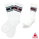 ルコックスポルティフ 2P ソックス(ミドル丈) メンズ/レディース/学生 靴下 22-24cm/25-27cm ホワイト LT5FSO32U